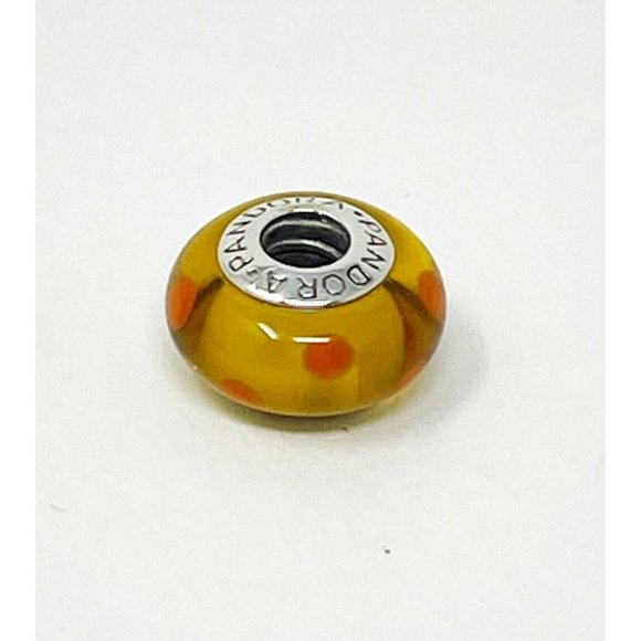 Pandora Jewelry - Pandora 925 Sterling Silver Yellow/Orange Murano Glass Bead Slider Charm